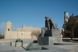 Statue outside of the West Gate of the old town of Khiva