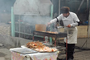Einkaufen in Bukhara: Schaschlik