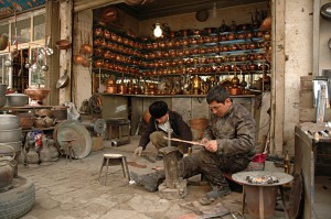 Shopping in Kashgar: Streets of the metal workers