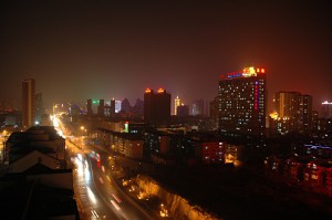 Xining bei Nacht am Sylvesterabend