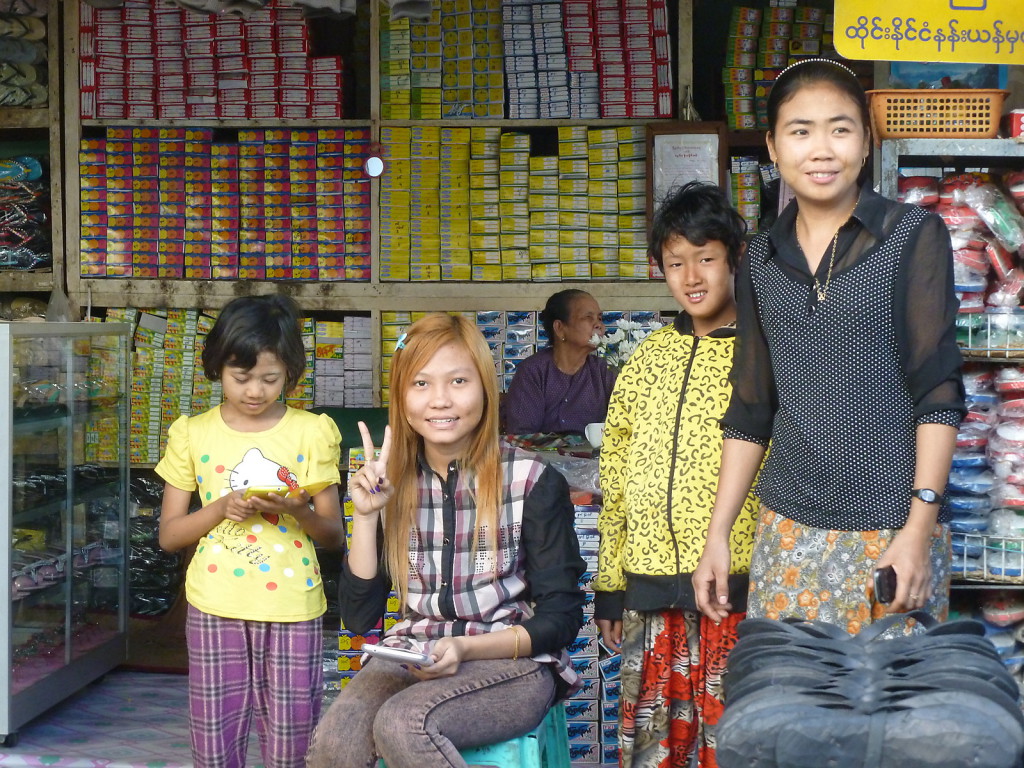 Monywa is less touristy: the kids took pictures of us, we took pictures of them; fair deal!