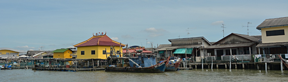 Colorful Kukup, fishing village on stilts